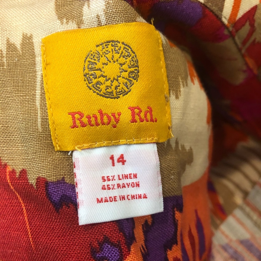 Ruby Rd Colorful Wood Button Linen Blend Jacket 14 - image 5
